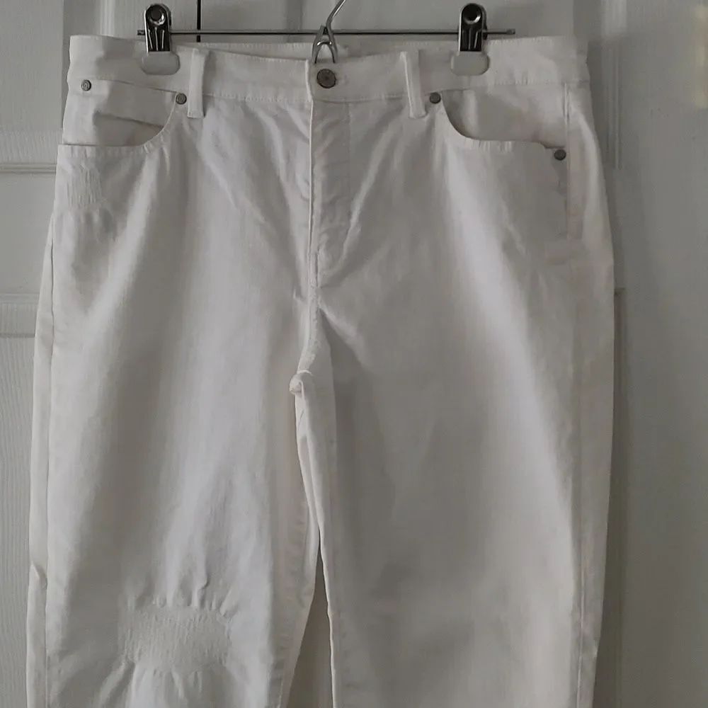 Talbots flawless slim ankle white raw hem jeans Sz 14 NWOT - Picture 3 of 8